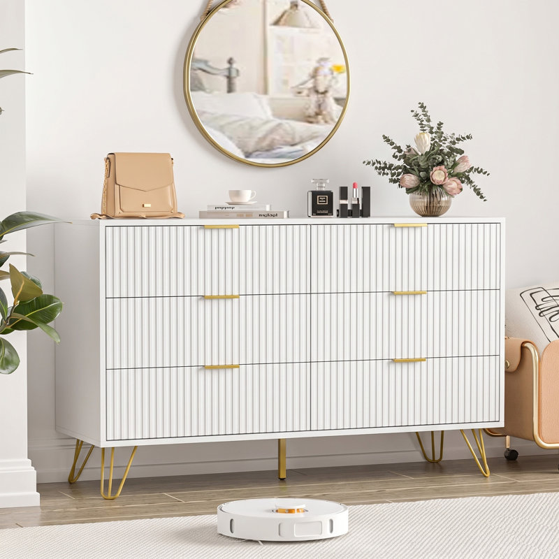 Commode 6 tiroirs Sybrand, Blanc
