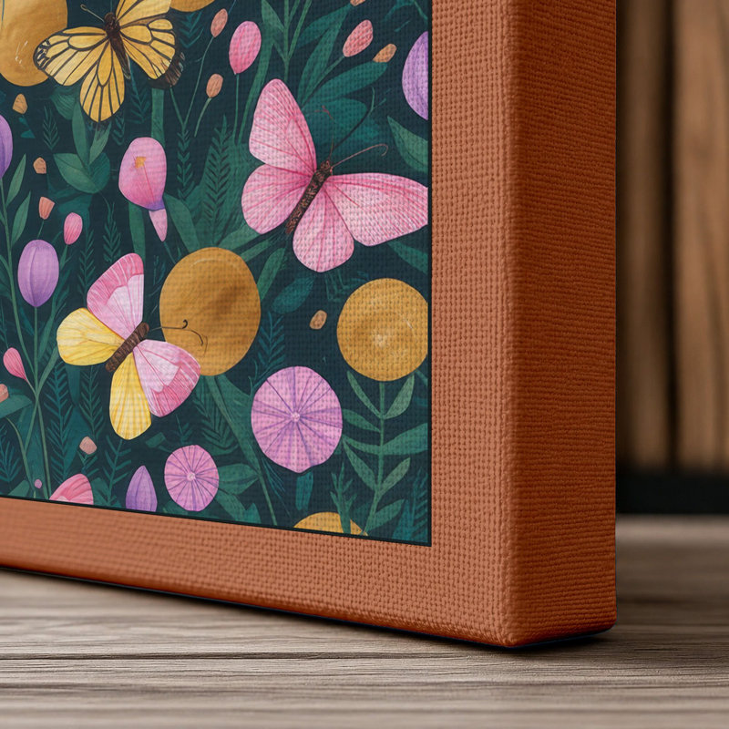 Scattered Fruit Garden Modern 1 Piece Wrapped Canvas Wall Art, 18x12 - 45.7 x 30.5 cm, Terracotta Border