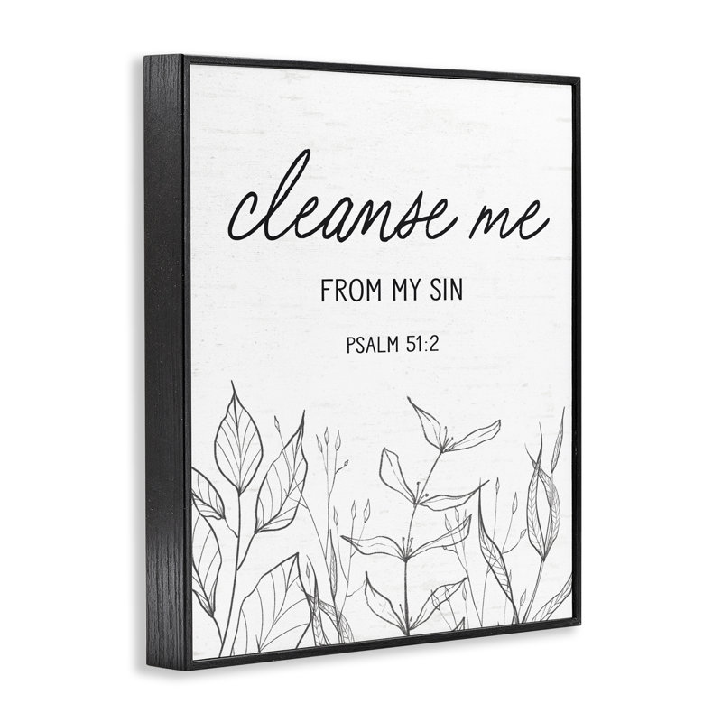 «Cleanse Me From Sin», estampe numérique giclée par Designed, H 14 po x l 11 po, Giclée encadrée noir minuit