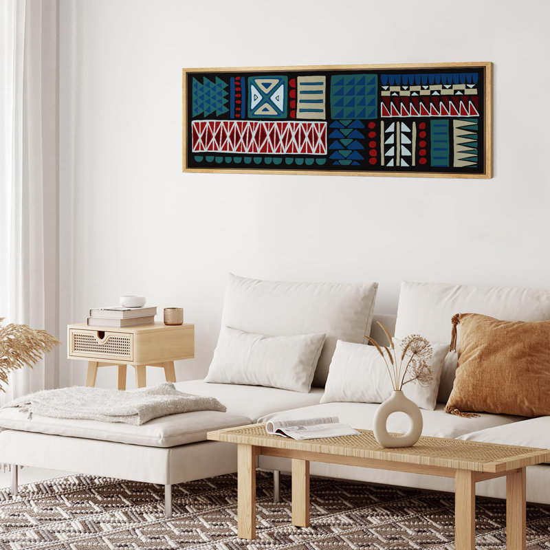 «Geometric Line», ensemble de blocs de couleurs et de motifs géométriques modernes encadrés sur toile, H 20 po x l 60 po