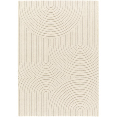 High-quality Geometric Cream Rug with Arches and 3D effect