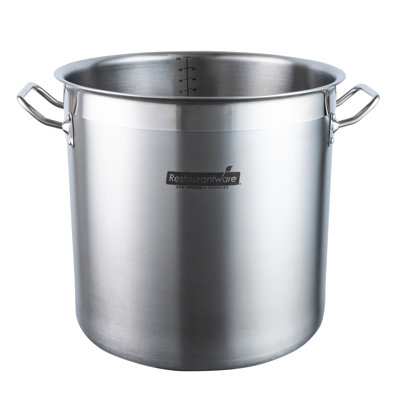 Restaurantware Stainless Steel Stock Pot 1 Count 22 Quart Large Capacity Reinforced Rim Induction-Ready Cookware, Ergonomic Handle Commercial Pot, Dishwasher Safe, Stainless Steel Color