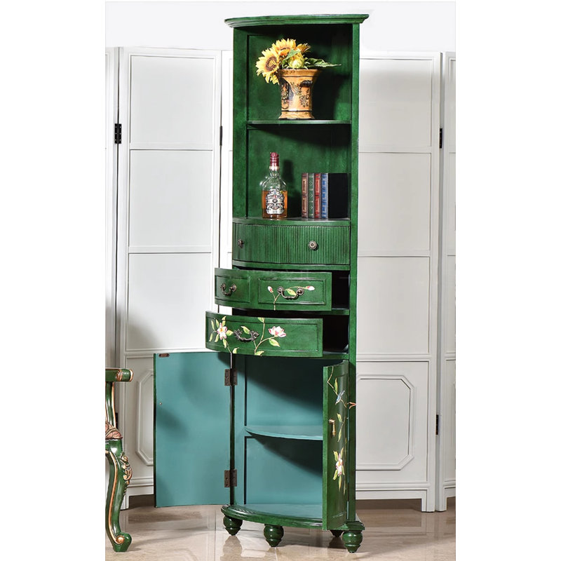American Country Birch Painted Corner Cabinet