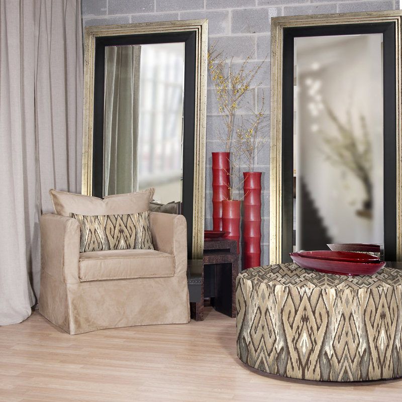Contemporary Rectangle Solid Wood Beveled Mirror
