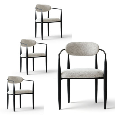 Upholstered Chenille Dining Chairs with Arms