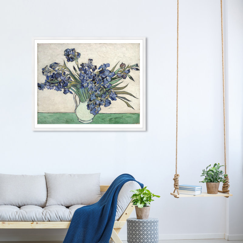 Irises par Vincent Van Gogh - Reproduction d'art sur papier encadrée, H 38 po x l 47 po x P 0,5 po