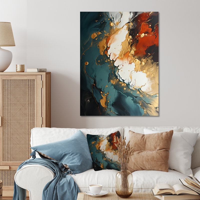 Tempête de pierre blanche blanche et orange I - art mural abstrait en métal, H 20 po x l 12 po x P 1 po