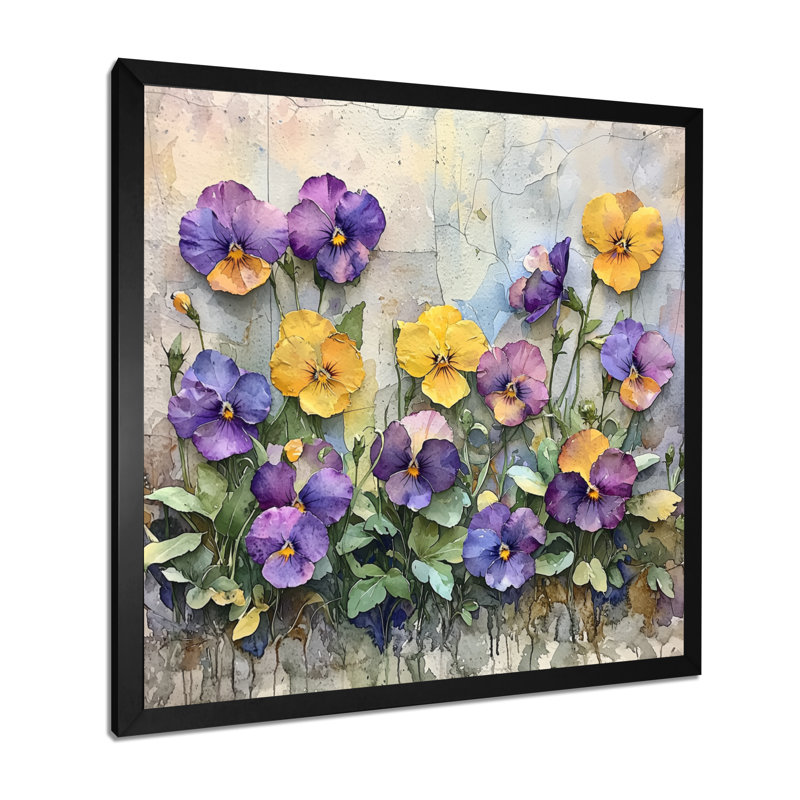 «Wild Pansy Patch At The Farm III - Pansies», art mural, Reproduction encadrée d'une seule photo, Noir, H 16 po x l 16 po