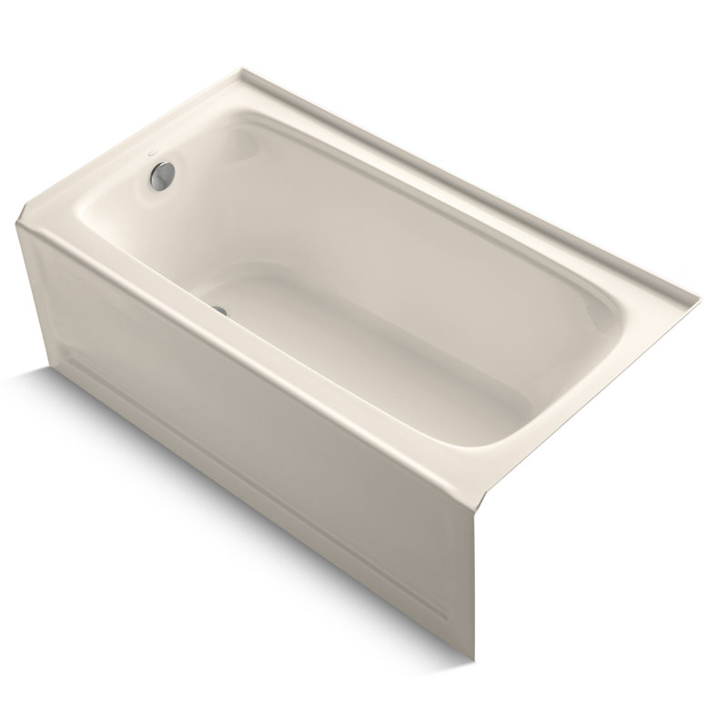Bancroft 60" x 32" Alcove Soaking Acrylic Bathtub, Innocent Blush, Left
