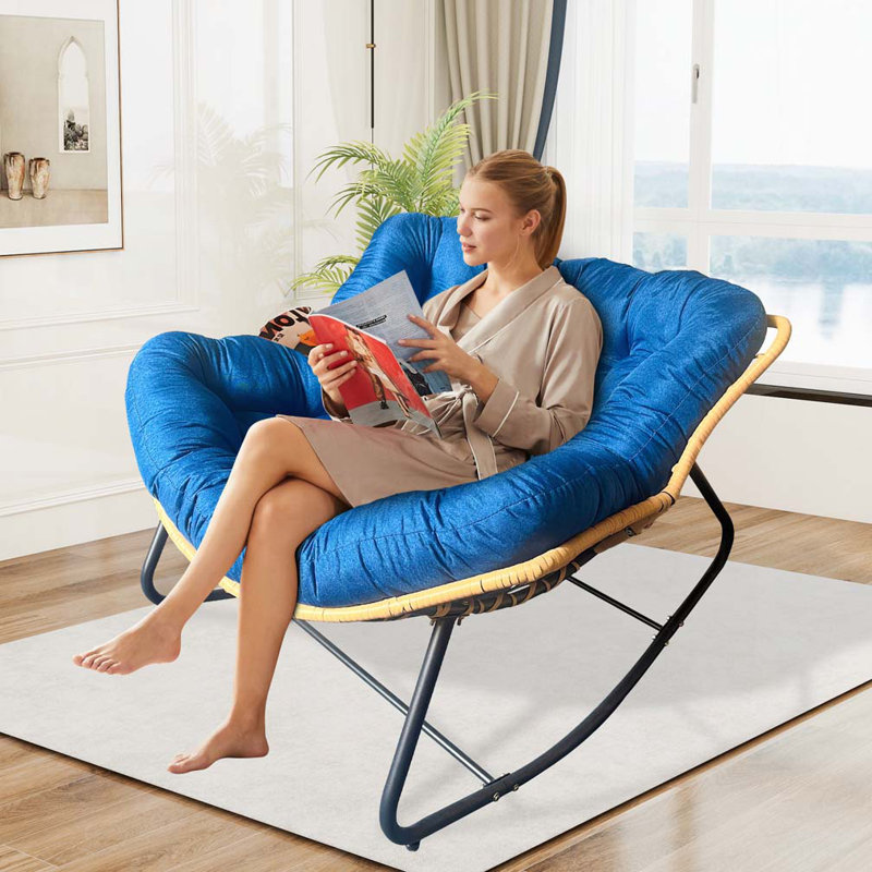 Chaise berçante d'extérieur, chaise berçante de patio, Bleu très foncé
