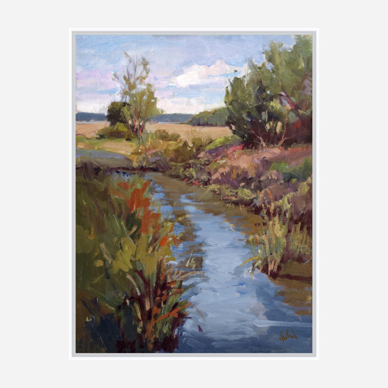 John Beard Collection''s Marsh Colors On Giclee Canvas Hand Embellished Art, White Framed Canvas, 30" H x 24" W x 1.5" D