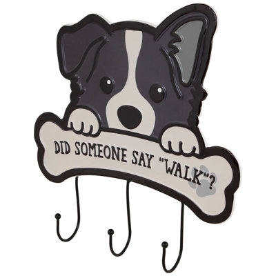 Did Someone Say "Walk"? Rangement mural pour chien en métal - 13 po - noir et crème
