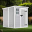 Remise de rangement extérieure en résine imperméable 6 po x 6 pi avec plancher, fenêtre, portes et évents verrouillables