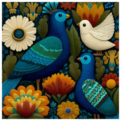 Couvre-lit coloré avec oiseaux et fleurs colorés