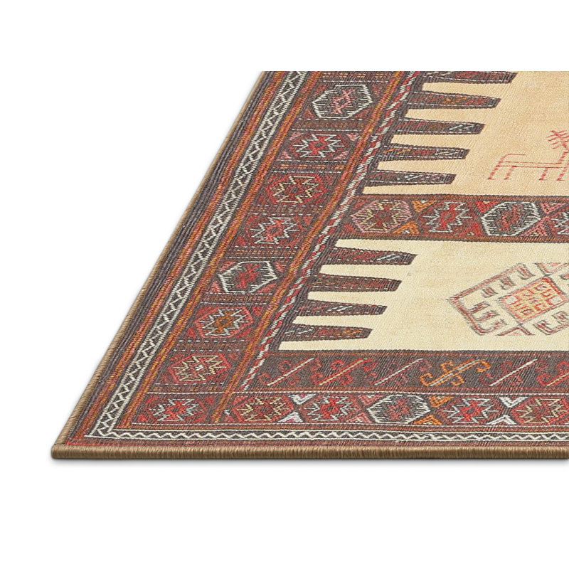 Tapis contemporain beige / brun clair, Rectangle 2 pi x 4 pi