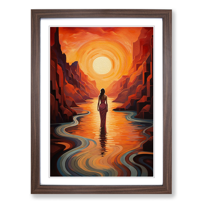 Single Picture Frame Print on Wood, Walnut Framed, 34cm H x 25cm W