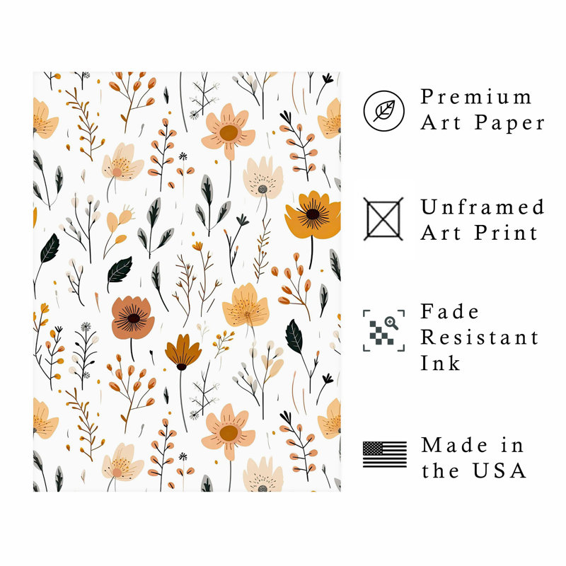 Art floral scandinave sans cadre