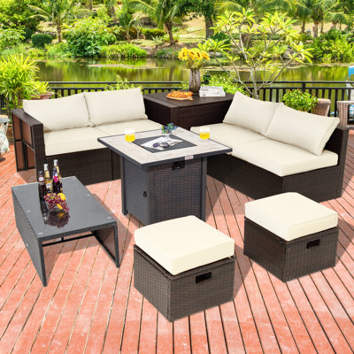 Jalyza 6 - Person Patio Conversation Set with Cushions