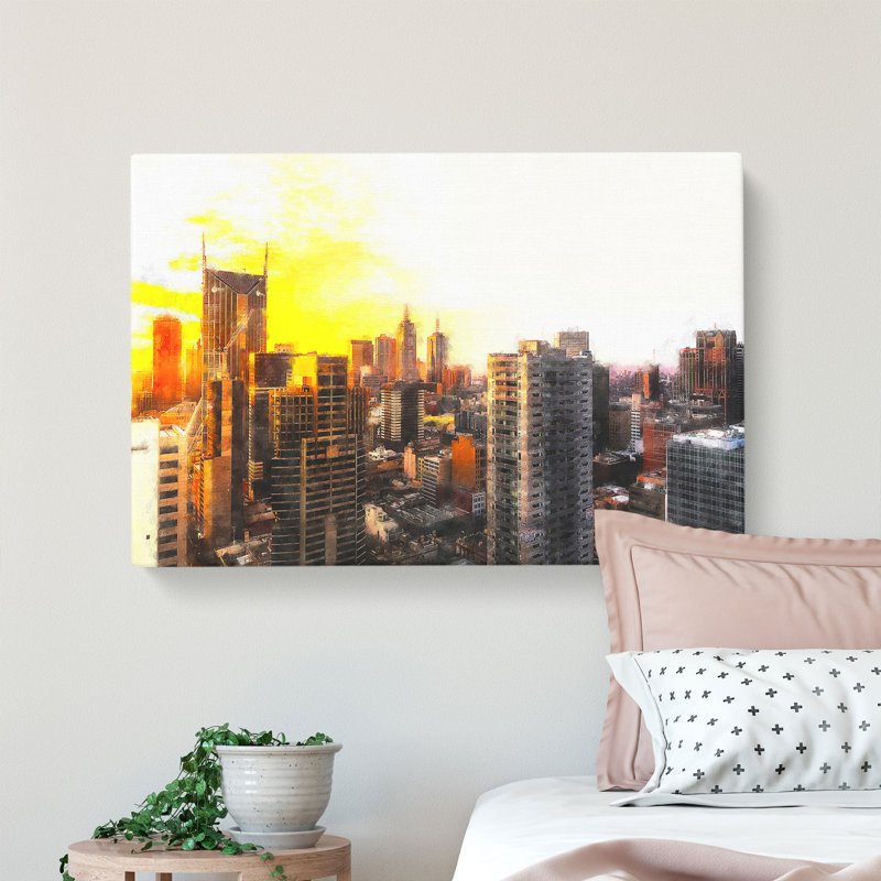 Melbourne Australia Skyline Abstract - Wrapped Canvas, 35cm H x 50cm W x 3cm D
