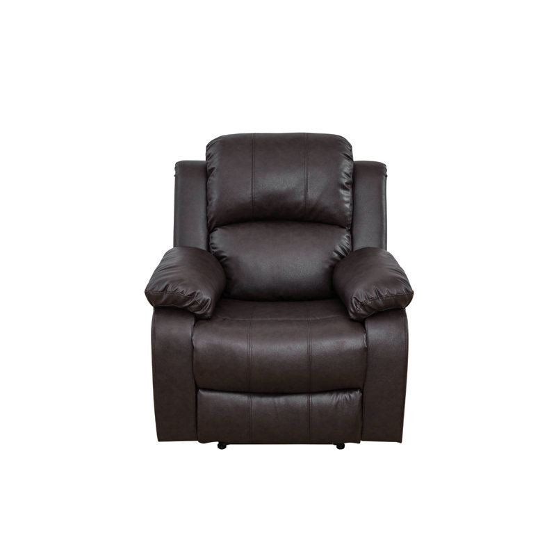 36" Wide Faux Leather Manual Standard Recliner, Brown Faux Leather