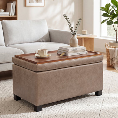 Banc rembourré rectangulaire avec rangement 30 "avec plateau