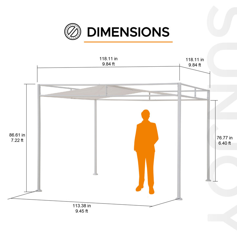 Sunjoy 10' x 10' Outdoor Pergola, Darkeford Metal Pergola with Sling Fabric Sun Shade Canopy for Outdoor Patio, Garden,Yard, Deck, Entertaining