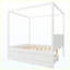 Grand lit plateforme à baldaquin avec lit gigogne simple, 3 tiroirs de rangement, tête de lit, lit à baldaquin blanc pour la chambre à coucher