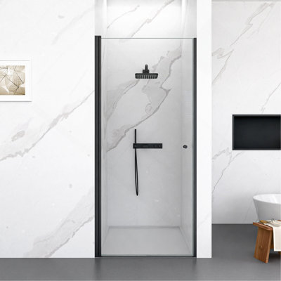 Porte de douche pivotante semi-sans cadre l 24 po x H 72 po avec verre trempé de 1 po d'épaisseur (6 mm)
