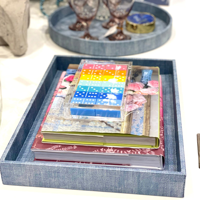 Luster Vinyl Decorative Tray, Ice Blue