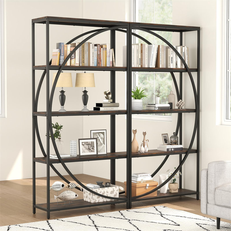 175cm H x 86cm W Metal Standard Bookcase, Brown