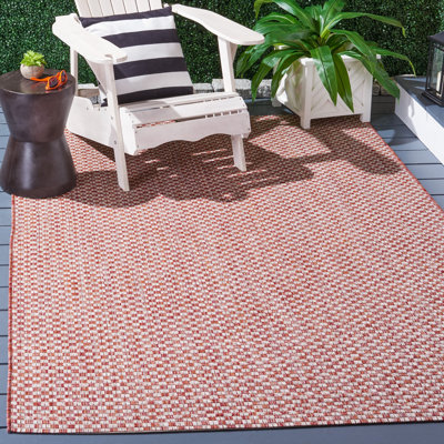 Arneshia Geometric Rust/Light Gray Indoor/Outdoor Area Rug