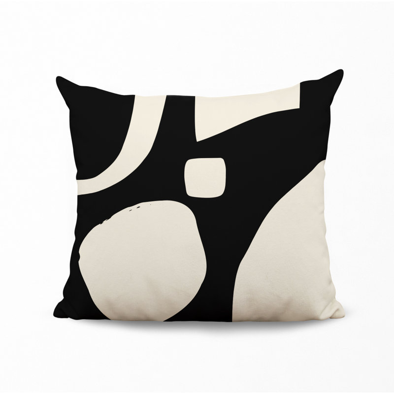 Coussin intérieur / extérieur en polyester filé Lara, 17 po x 17 po, Noir / Blanc cassé