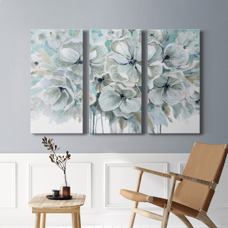 Teal Harmony I - Ensemble de 3 toiles tendues, H 60 po x l 120 po x P 1 po
