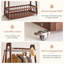 Portant à vêtements en bois massif avec panier de rangement, portant autoportant avec barre de suspension et crochets, portant à vêtements à roulettes pour chambre, entrée, salon, finition noyer