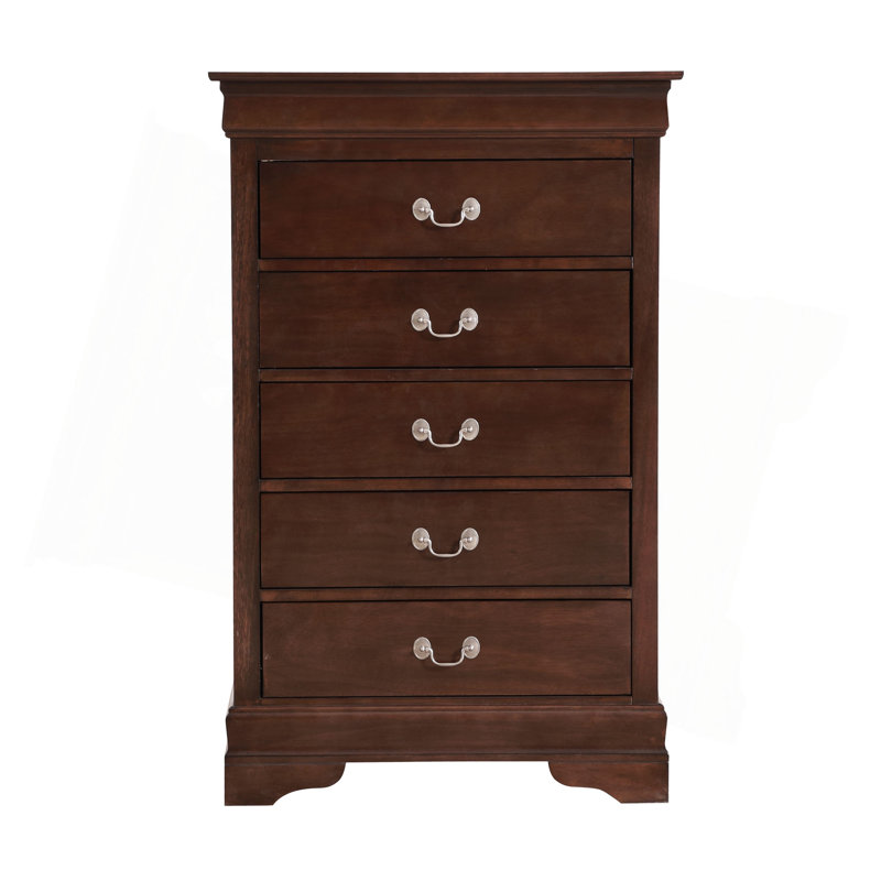 Commode verticale à 5 tiroirs avec poignées décoratives, Espresso