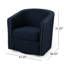 Fauteuil club pivotant bleu tendance - hauteur de bras de 25,60 po, conception élégante, housse 100% lin