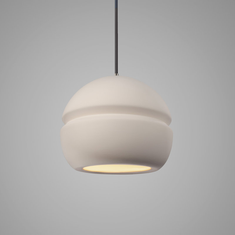 Luminaire suspendu à 1 lumière Logan, Nickel brossé, Bisque