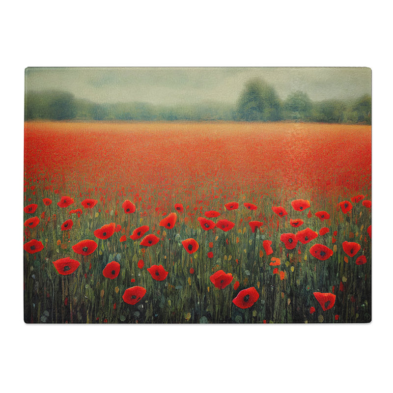 Splendid Poppies Flowers  Glass Chopping Board