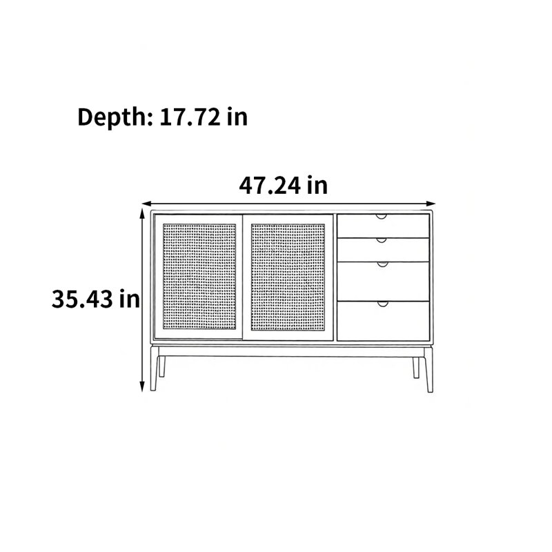 Armoire de rangement et buffet moderne et minimaliste, 35.43" H x 47.24" W x 17.72" D
