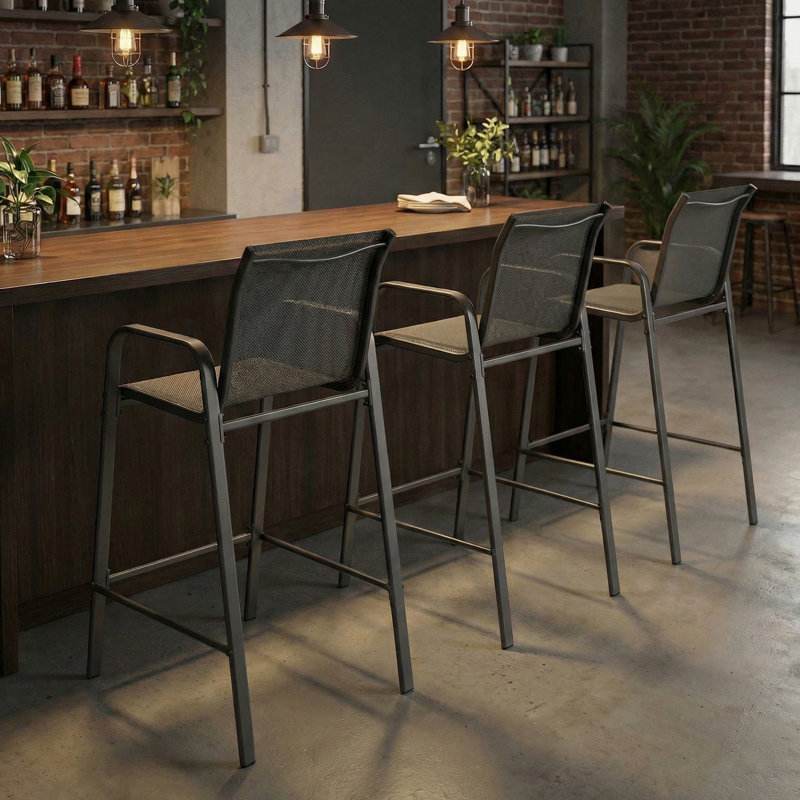 Ensemble de 4 tabourets de bar avec dossier haut et accoudoirs (ensemble de 4), Noir