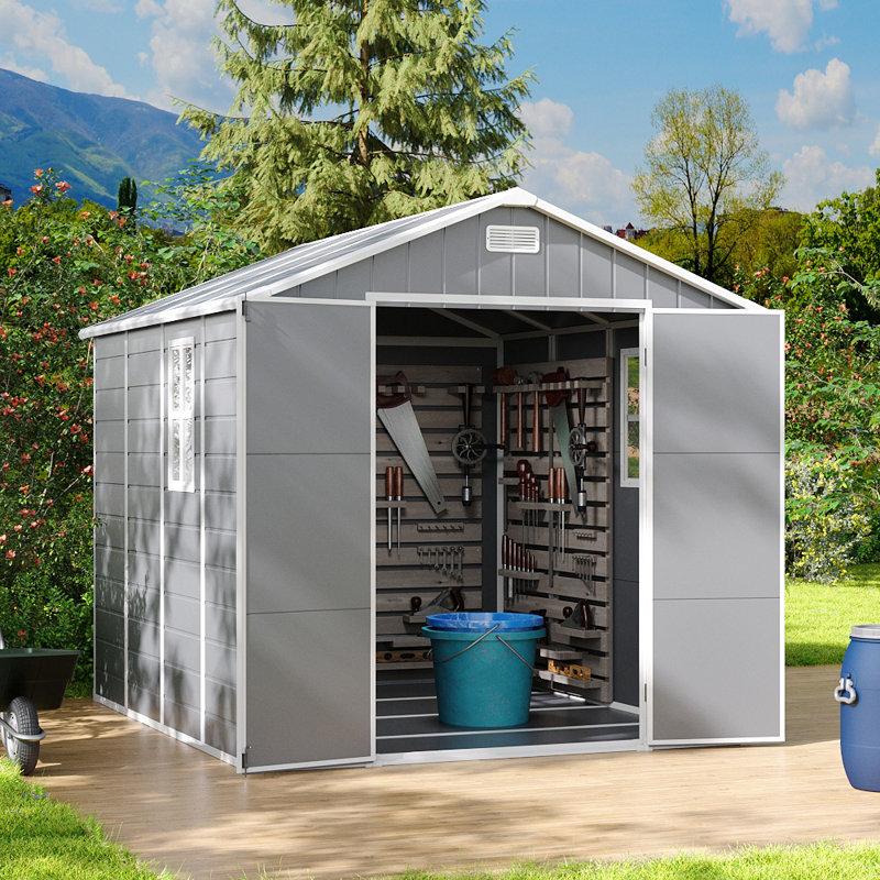 Grey Plastic Outdoor Storage Shed