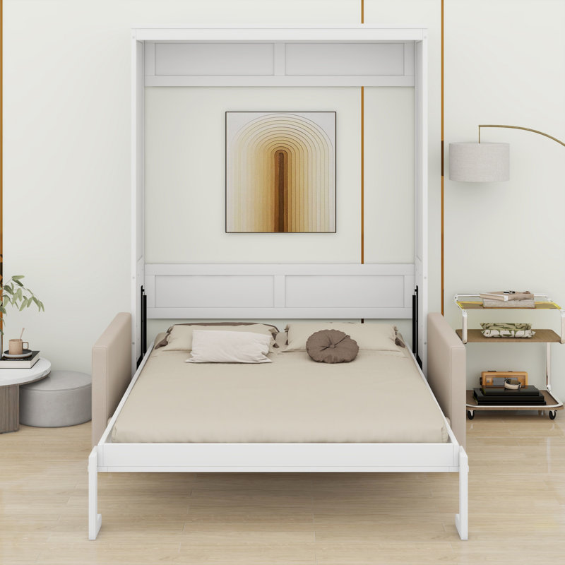 Lit escamotable élégant avec canapé, Blanc