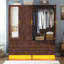 Armoire moderne à 2 portes avec miroir, 2 tiroirs et lumières à DEL rgb, penderie pour rangement dans la chambre à coucher-124541446