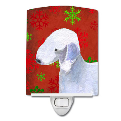 Bedlington Terrier Snowflakes Holiday Christmas Ceramic Night Light
