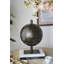 Sculpture orbe en fer noir et or 10 x 10 x 14,5 po avec plateau caché-952280718