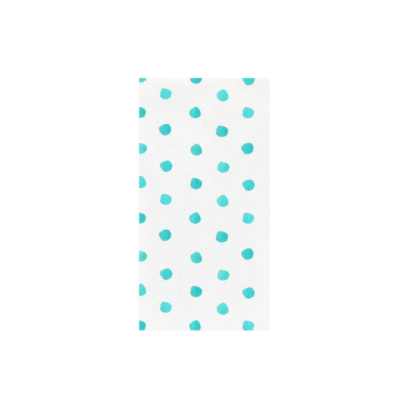 Papersoft Spunlace Polka Dots Square Napkin, Aqua, 13" W x 15.75" L