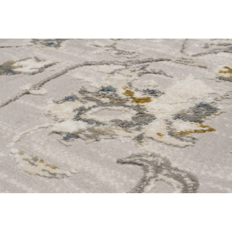 Lakena 12580-195 Crème / gris / bleu, Rectangle 6 pi 7 po x 9 pi