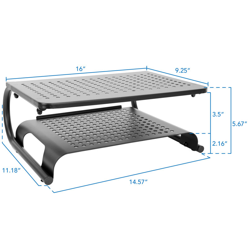 Mount-It! Two Tier Desk Organizer Riser, Monitor Stand with Keyboard Storage Shelf and 2 Shelves