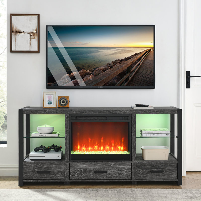 Foyer électrique encastrable 23 pouces - flamme réaliste, côté, télécommande, minuterie, cristal protégé contre la surchauffe 1400W, protégé, infrarouge