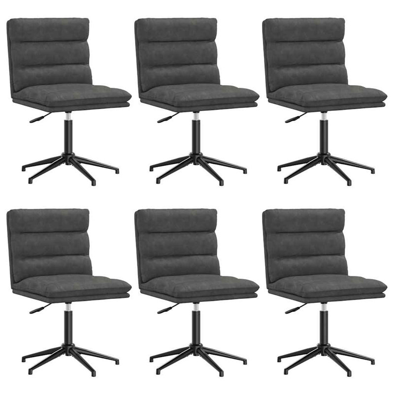  Ensemble de 6 chaises de salle à manger en similicuir noir, contreplaqué, métal moyen, 6, Noir